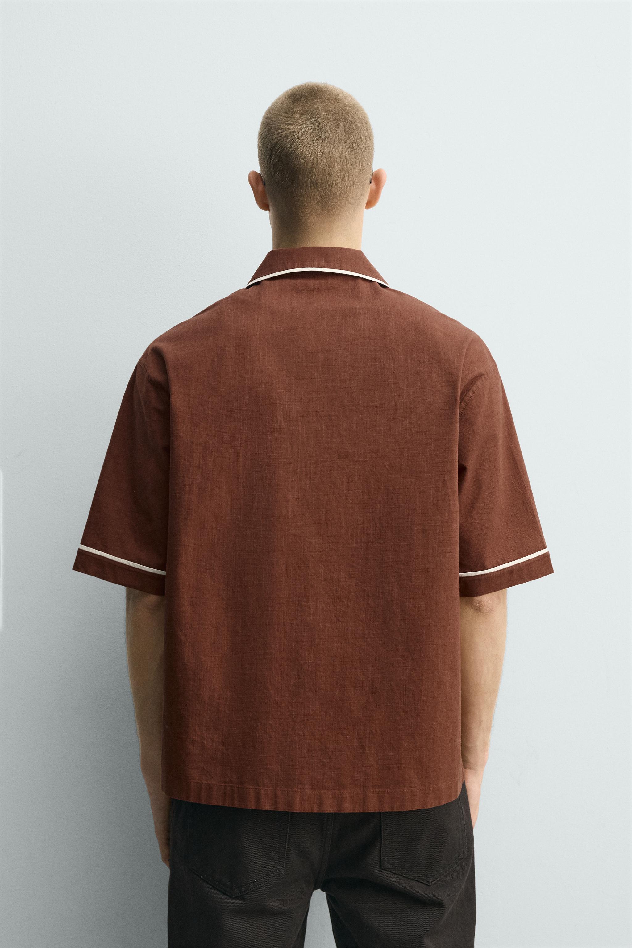 RELAXED FIT SHIRT WITH CONTRAST PIPING